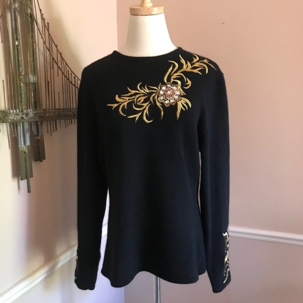 Gloria Furman - Vintage Statement Sweater  Gold/Black Size Large